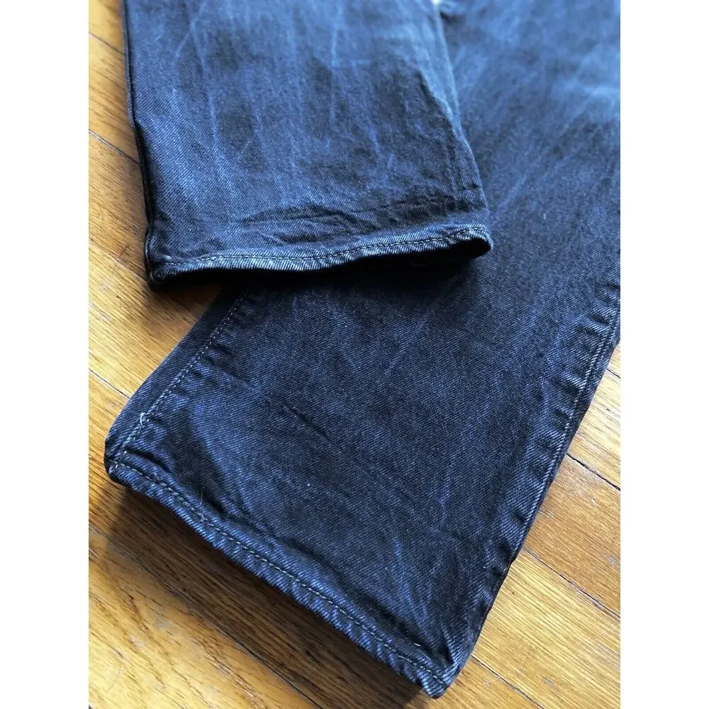 LEVI’S 501 Black Distressed Button-Fly Jeans sz 34 X 36